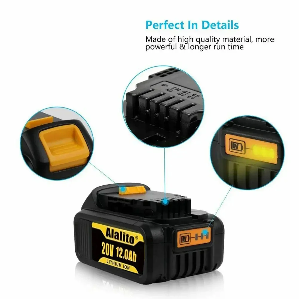 20V 12Ah for DEWALT screwdriver battery for dewalt DCf850 DCf887 DCf922 DCB182 DCB205-2 DCB206-2 power tool battery & charger 5