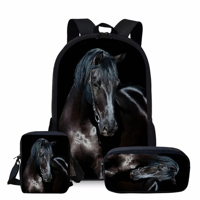 

3PCS/Set 3D Horse Print School Bags Set for Teenager Girls Boys Children Kids Backpack Bagpack Child Bookbags Student Book Bag