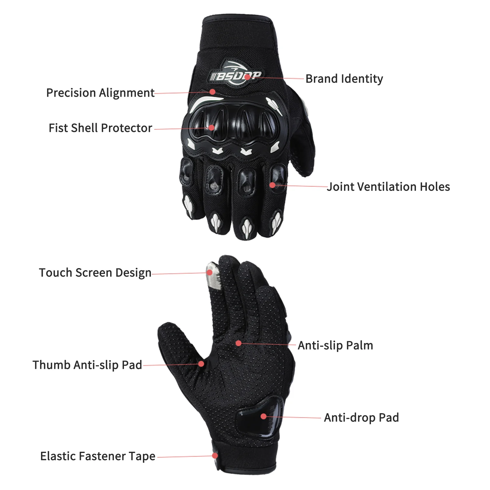 BSDDP Motorcycle Riding Gloves Rider Anti-slip Anti-drop Universal Outdoor Breathable Touch Screen Gloves Motocross Protector