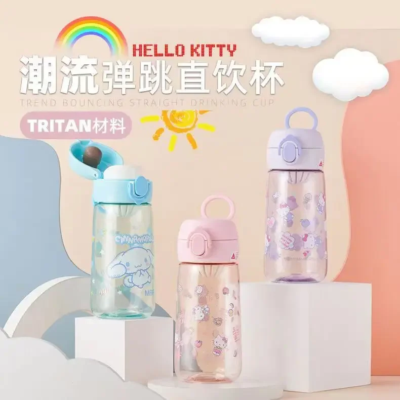 

Cute Sanrio Hello Kitty Water Bottle Anime Kuromi My Melody Tritan Direct Drinking Water Cup Girls Cinnmoroll Portable Water Cup