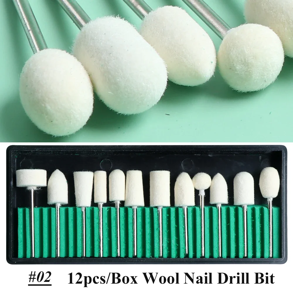 Emery Quartz Nail Art Drill Bits with Soft Wool Stone Polish Head Sanding Band for Manicure Machine Accessories NAD045 6