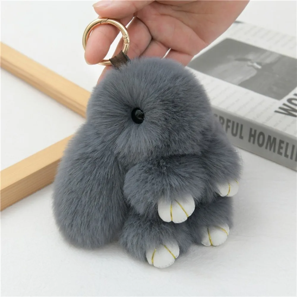 Llavero De Conejo De Peluche Gris - Decoración Bonita Para Llaves Y Bolsos, Regalo Para Niñas Y Mujeres