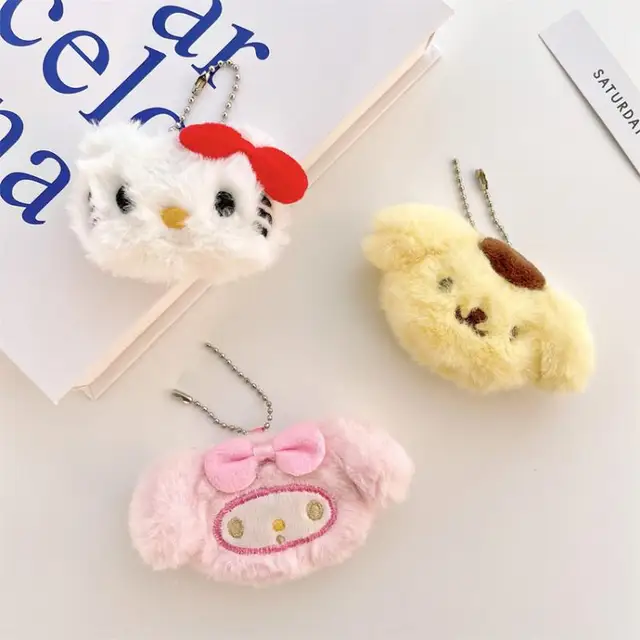 Sanrio Plush Keychain My Melody Pom Purin Hello Kitty Cartoon Animal Plush Key Chain Bag Pendant Backpack Decoration 1