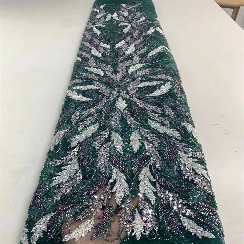 

Beaded African Lace Fabric 2023 High Quality Lace French Lace Fabric With Sequins nigeria party Wedding dress Sewing zx-0290