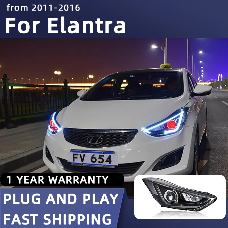 

Стайлинг автомобиля фары для Hyundai Elantra светодиодный ная фара 2011-2016 Elantra светодиодный ная фара DRL фотообъектив автомобиля