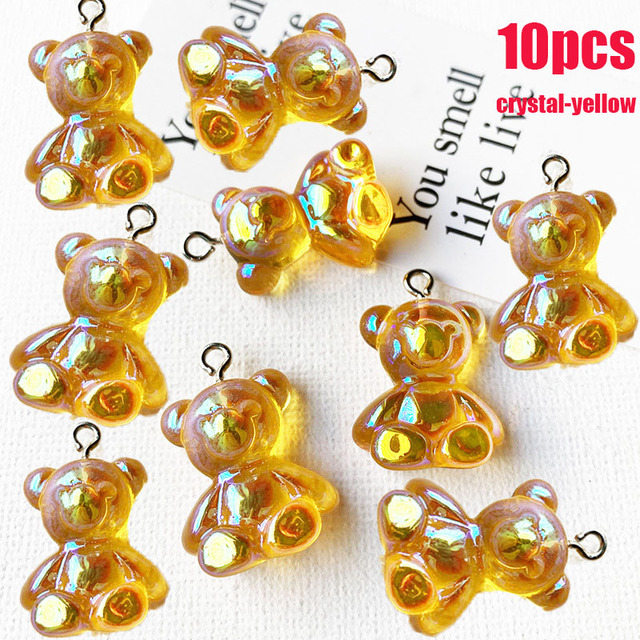 Colorful Gummy Bear Pendant Charms for Necklace Bracelet Diy Earrings Jewelry Bears Valentine's Day Gift 2.1*1.1cm