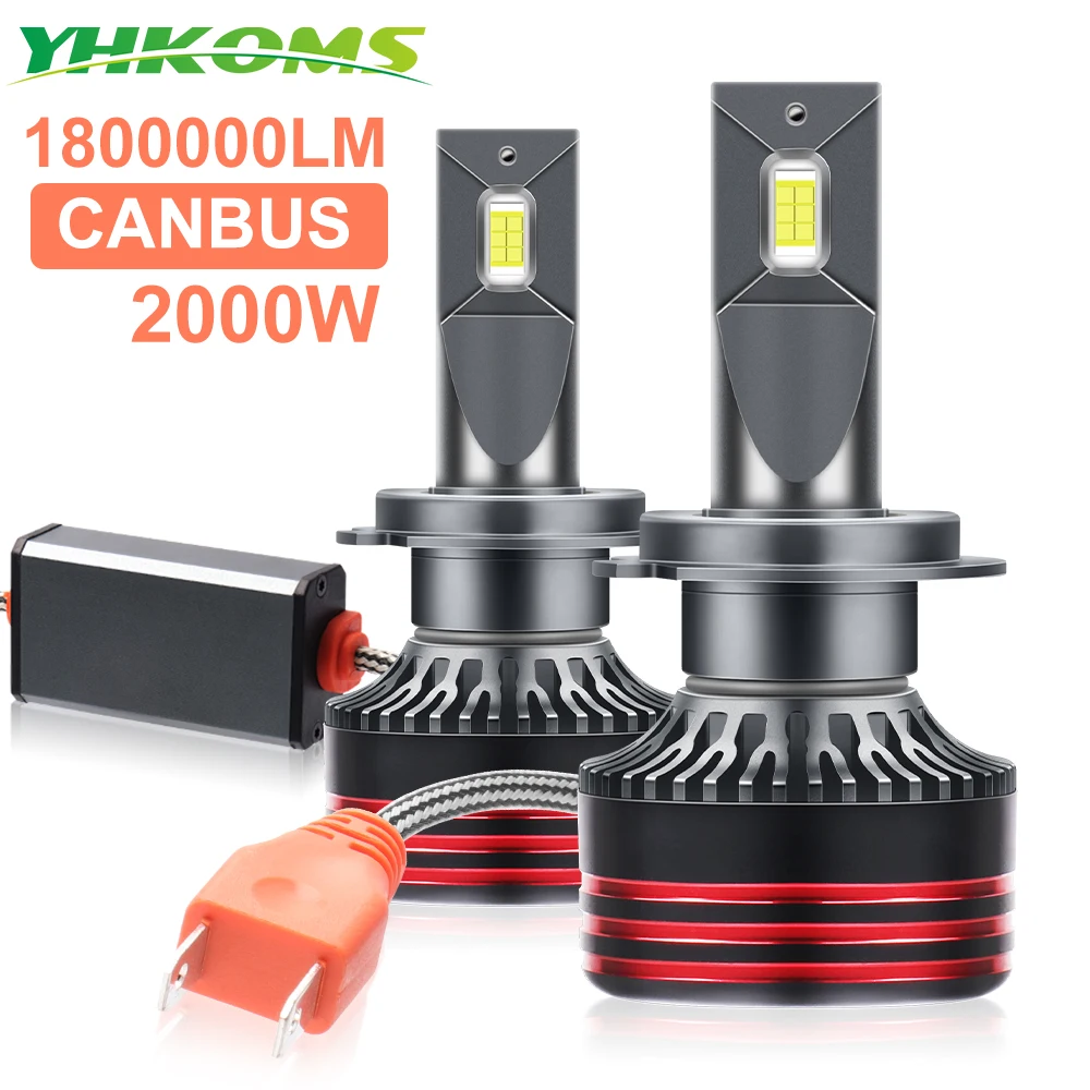 YHKOMS ไฟรถ CANbus H7 H4 H1 9006 H11 9005 HB3 HB4 LED ไฟหน้าหมอกอัตโนมัติหลอดไฟสีขาวสําหรับรถบรรทุก 6000K 12V 24V 1