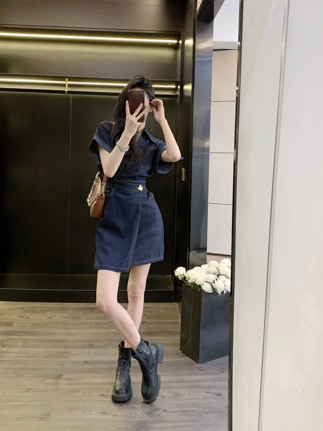 

Women's summer age-reducing waist denim skirt 1/10