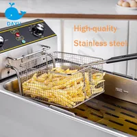 Friteuse électrique commerciale, équipement de cuisine, robot culinaire, cuiseur 20L en acier inoxydable, double cylindre, four à poulet frit 2