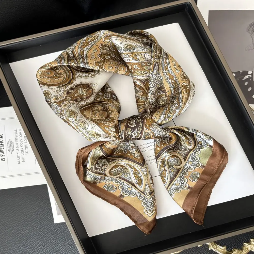 Polyester Square Scarf Thin Vintage Headkerchief Hijab Shawl