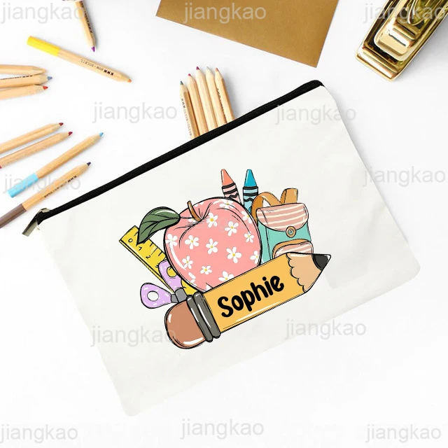 Personalised Pencil Bag Custom Name Pencil Case Kids Back To School Present Stationery Supplies Bags Christmas Birthday Gift