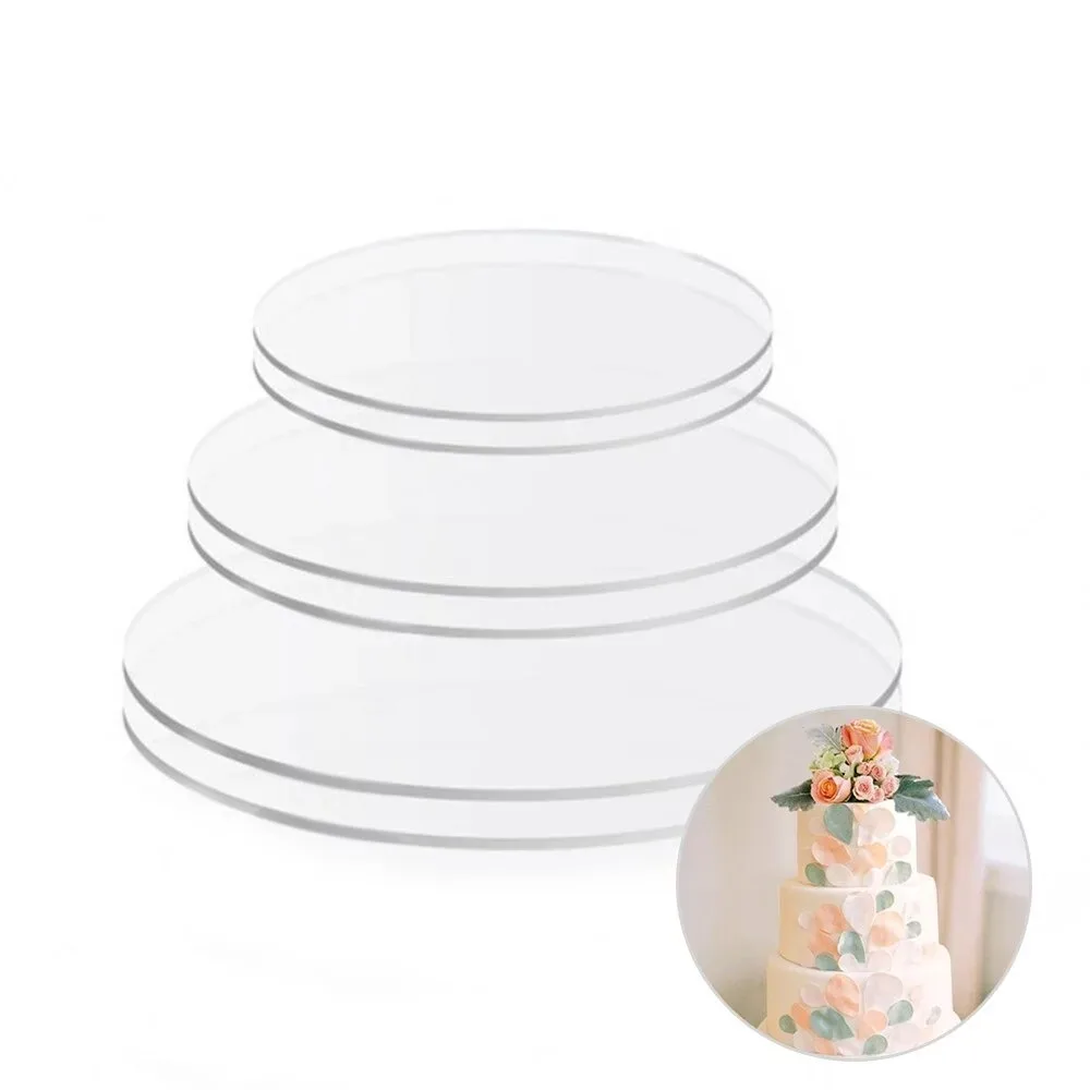 Reusable Acrylic Cake Topper Round Happy Birthday Cake Base Plate For Layered Cakes Decorating Tools