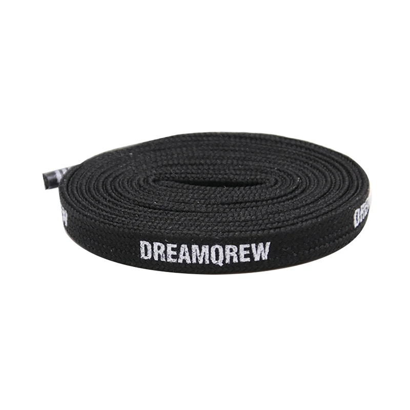 Weiou New Fashion-Forward Shoelaces 8 MM Double -Decker Flat Polyester Shoe Laces  Classical Silk Screen Black and White Letter