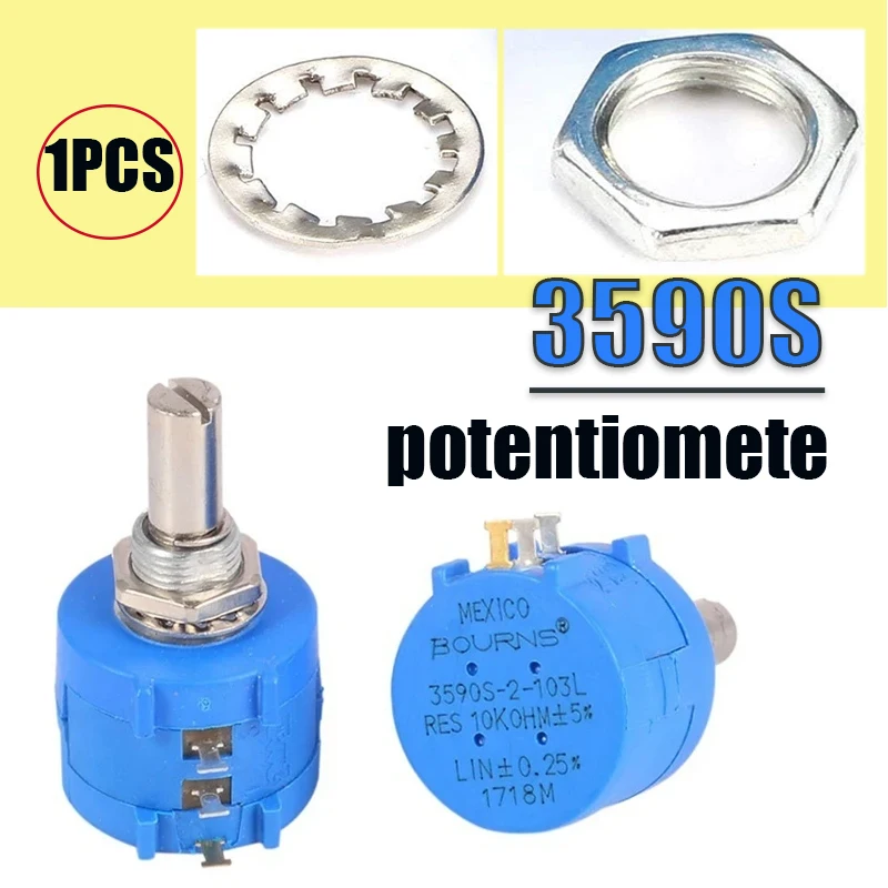 1PCS 3590S Precision Multiturn Potentiometer 100R 200R 2K 5K 10K 20K 50K 100K Ohm Adjustable Resistor