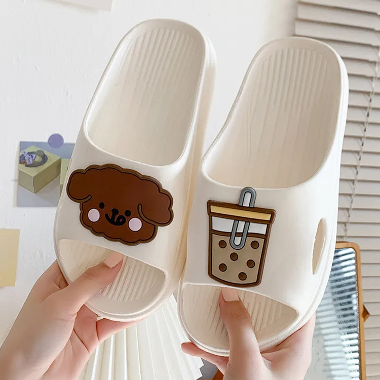 Summer Women Men Slippers Platform Soft Thick Bottom Non-Slip Lovely Animal Print Home Slipper Female Flats Shoes Beach Sandals Unisex Summer Women Slipper House Slippers