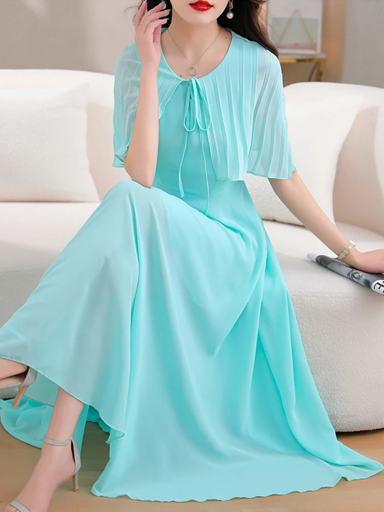 WomensWhiteLongDressesSummer2023ClothingChiffonMidiDressRed