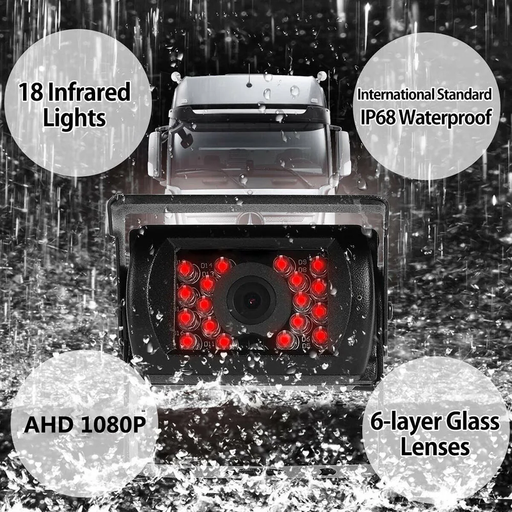 JIEPIE AHD Reversing Rear View Camera Kit 9 inch Split DVR Recorder Monitor with 1080P AHD Rear View Backup Camera for Truck RV, car display,car rear view camera,monitor display