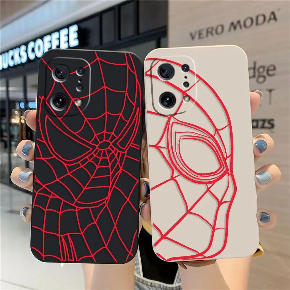 Custodia Per Oppo Find X6 X3 Realme X7 X50 Reno 2 4Z 4 6 Lite 5Z 5F 4G 5G Pro Custodia In Silicone Liquido Marvel Spider-Man Red Line