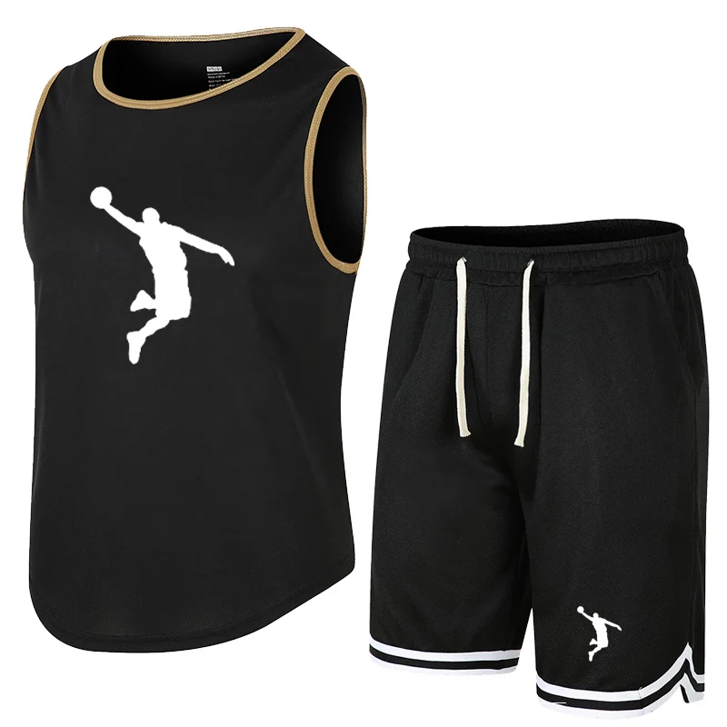 Summer Sleeveless Vest Sports Shorts Set Breathable Pants Fitness Competition Training Basketball Suit sports suit sports set tracksuit set outdoor suit set shirt and shorts set hawaiian shirt and shorts set men denim jacket pants set