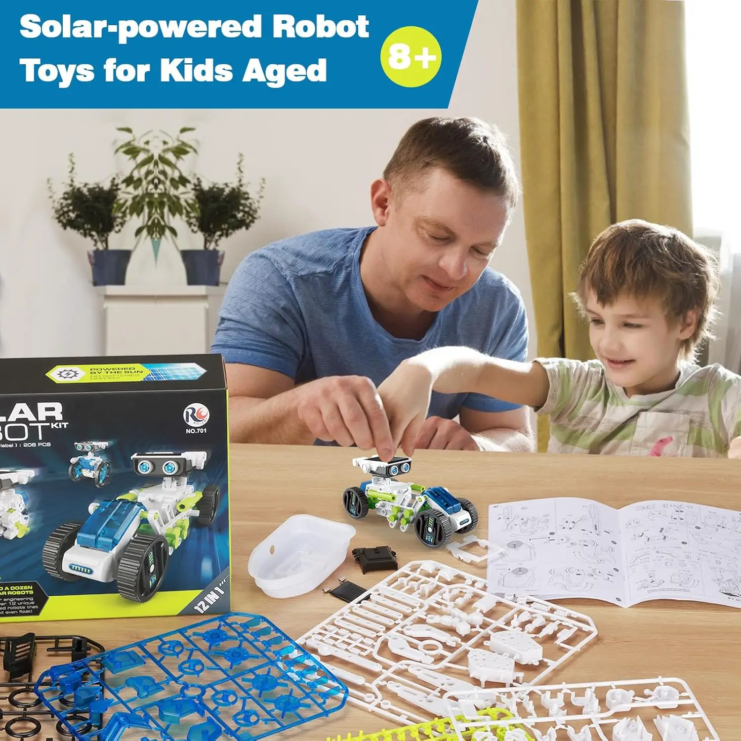 Solar Robot Kit 12 In 1 Solar Powered Robot Self-Assembly Science And Education Manual DIY Assembly Building Blocks Children's Puzzle Toys