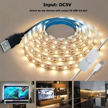 5V 2835 LED Strip Lights can be pasted,cuttable,White/Warm White Flexible LED Light For TV Backlight Home Cabinet Decor Lighting 1