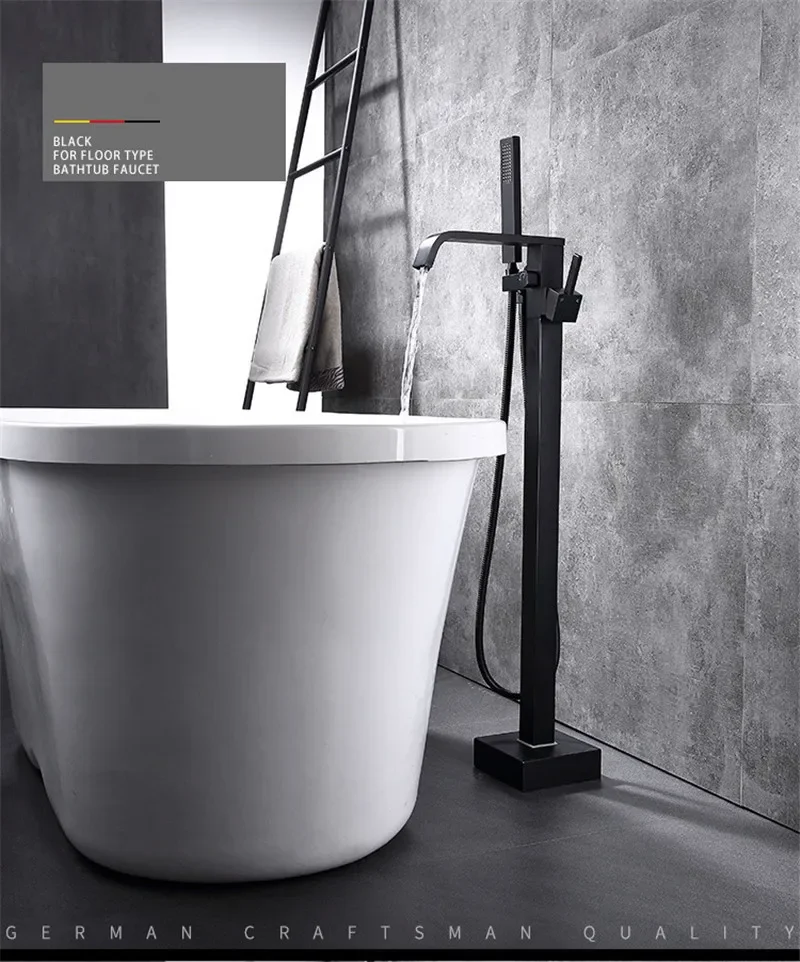 Description Picture 4 of itemBathtub Faucet + Handheld Shower Free Standing Rose Gold  Mixer Taps Floor or Wall Mounted Mixer