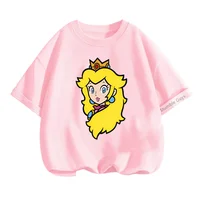 Kids Clothes Cartoon Tops Marios-bros Princess Peach T Shirts For Girls T Shirt Children's Short Sleeve T-shirt Baby Casual Tees 1