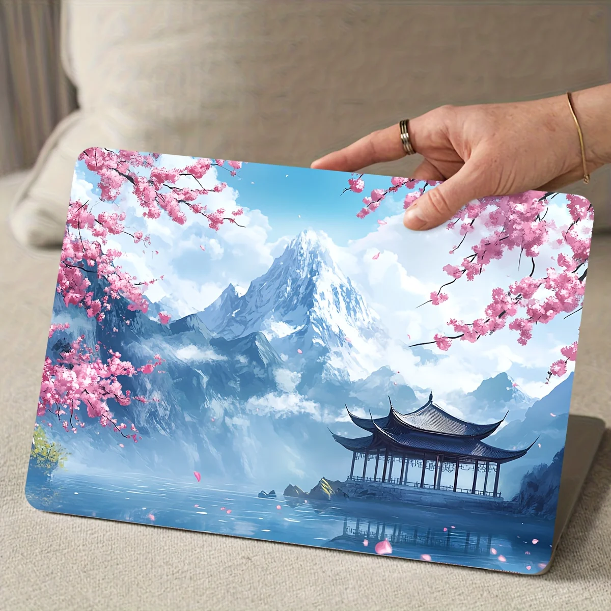 노트북 컬러 체리 블라썸 마운틴 뷰 비닐 필름 세트(2개) - 방수 및 긁힘 방지, 노트북 및 차량용