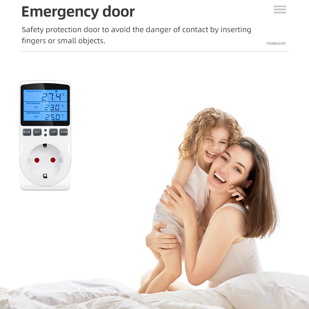 Digital Temperature Controller Thermostat Timer Socket with Temperature Sensor