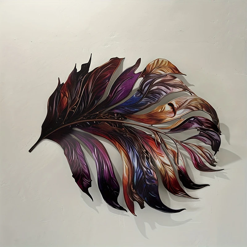 

Metal Wall Art For Bedroom,Feathers Decoration Sculpture,Ornaments,Hanging Feather Statue Decor Christmas Gift