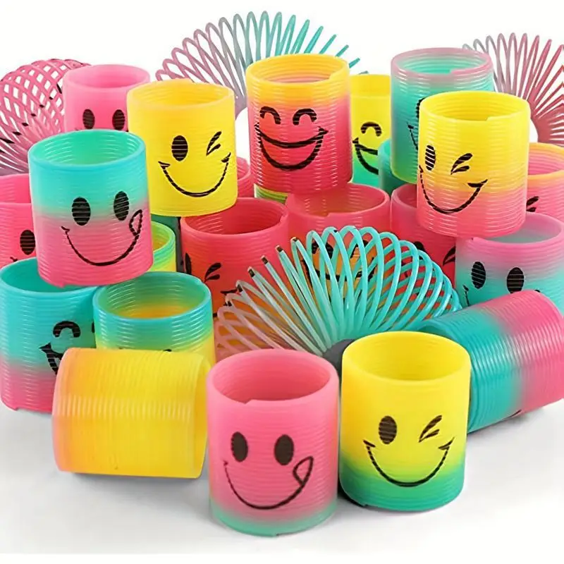 fidget toys stress relief toys 12PCS Rainbow Spring Ring Magical Toy Children Adult Stress Relief Elastic Rainbow Ring Magic Toy