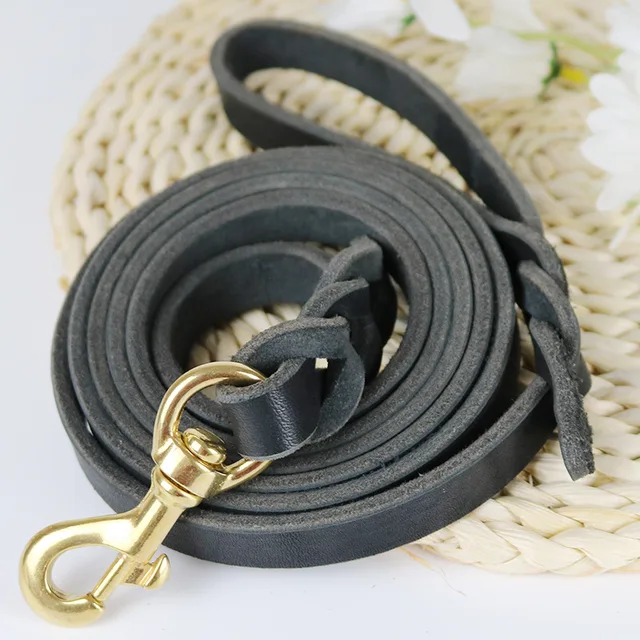 1.2-2.1m Dogs Leads with Hook Genuine Leather Leash Pet Walking Training Brown Black Colors for Medium Pet Shepherd Greyhound 4