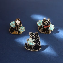 

Punk Enamel Pins Cute Faceless Black Cat Brooch Lapel Pin Badges Backpack Gift Friends Kids Jewelry Accessories
