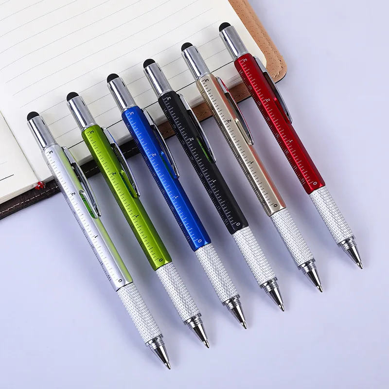 

120Pcs 6 in1 Multifunction Ballpoint Pen with Handheld Tool Measure Technical Ruler Screwdriver Touch Screen Stylus Spirit Level