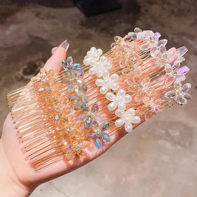 Broken Hair Comb Fashion Crystal Insert Comb Korean Bangs Clip Children Broken Hair Finishing Hairpin Hair