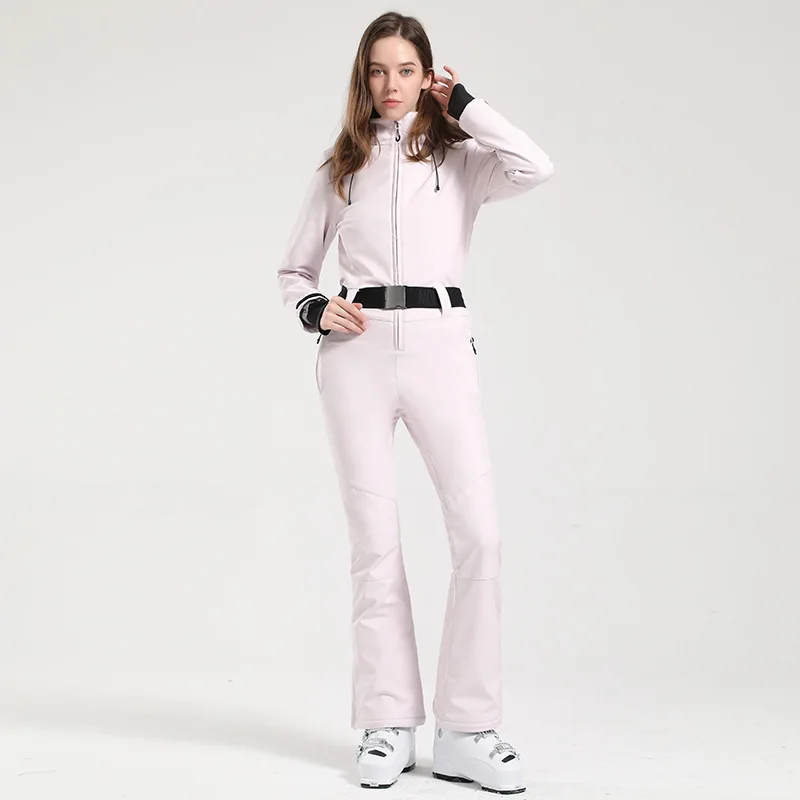 New Shiny Silver Gold One-Piece Ski Suit Women Winter Windproof Skiing  Jumpsuit Snowboarding Suit Female