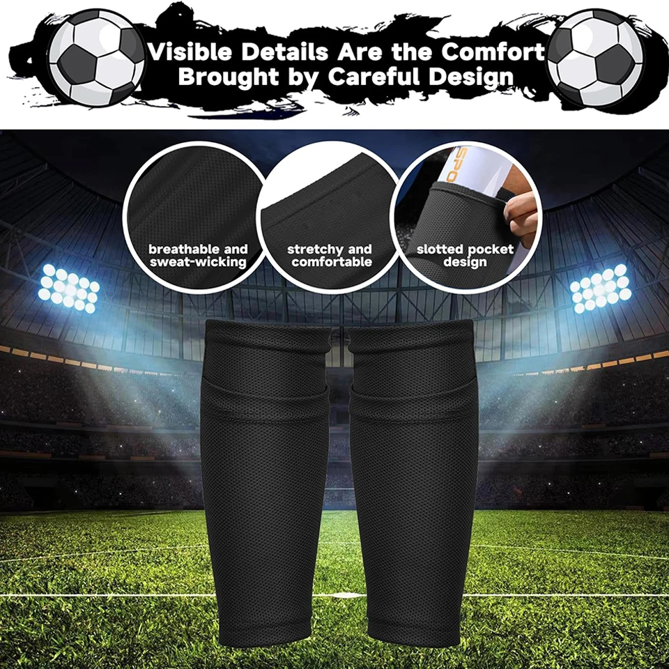 Soccer Shin Guards LOOGDEEL Kids Youth Adults Legging Support Sleeves With Optimized Insert Pocket Football Shin Protect Board