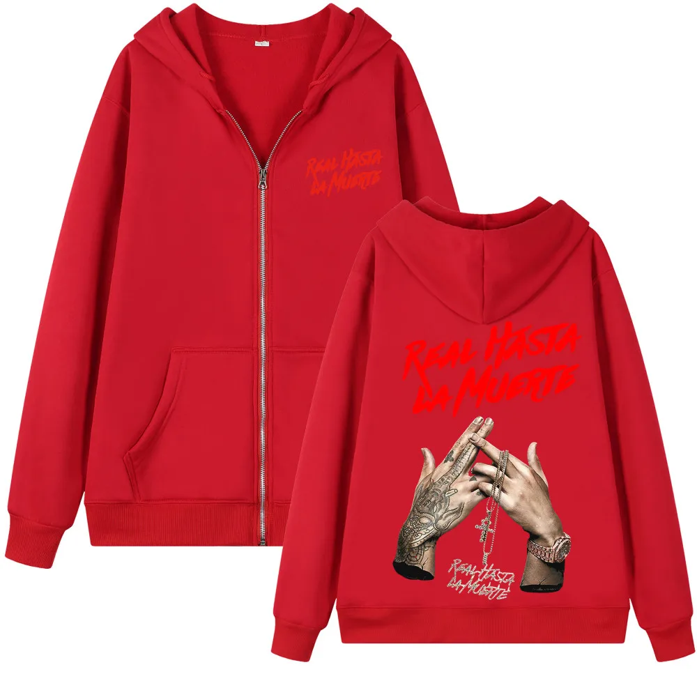 Anuel AA Printed Hoodies Sweatshirt Coat Real Hasta La Muerte casual Tracksuit Costume Men Women Clothing Anime Zipper Hoodie