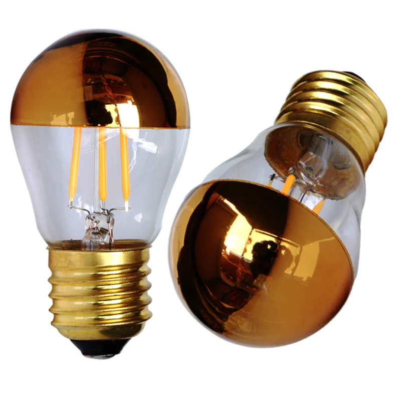 장 LED 필라멘트 전구 E27/E26 COB 4W 110V/220V 그림자 없는 촛불 전구 G45 반골드 탑 램프 홈 데코용