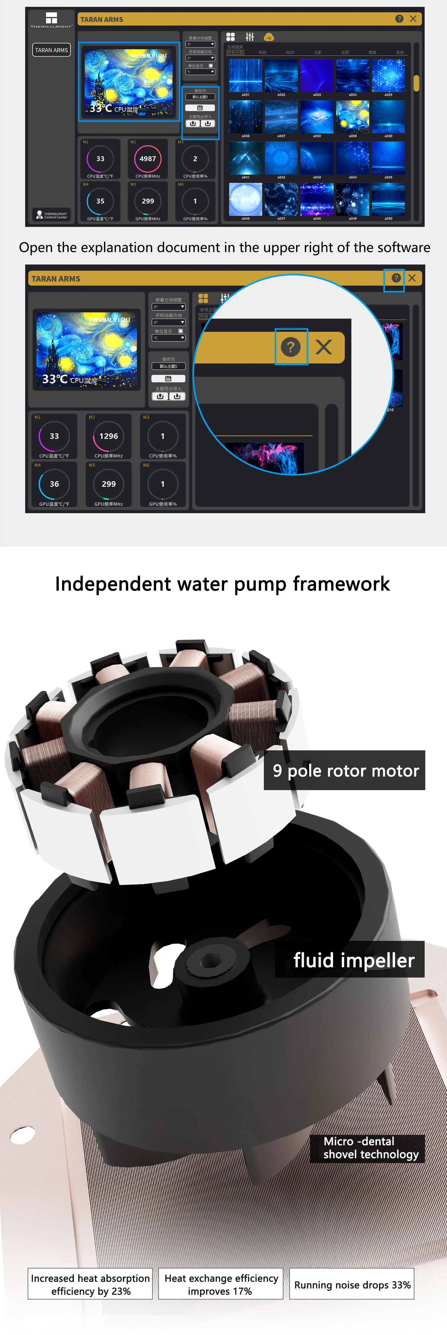 CPU Water cooling cooler 2.4" IPS LCD monitor Customizable themes For LGA1851/17