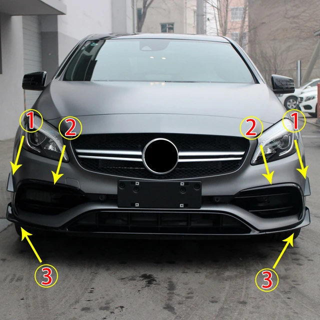 Becquet Lèvre Avant Pour Mercedes Classe A W176 (2016-2018) - ABS Noir - Protection & Style - Paire