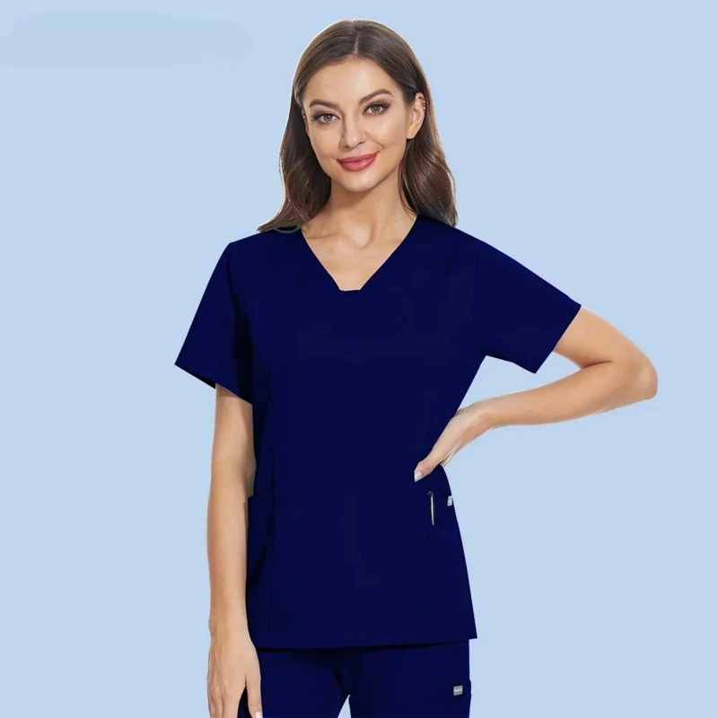 

Dentist Scrubs Tops Nurse Uniform Women Short Sleeve Scrub Shirts Jogger Blouse Hotel Workwear Shirts Doctor Nursing Clothes