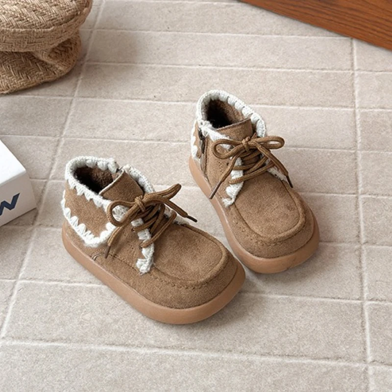 Girls Winter Retro Short Boots Soft Anti Slip Princess Shoes