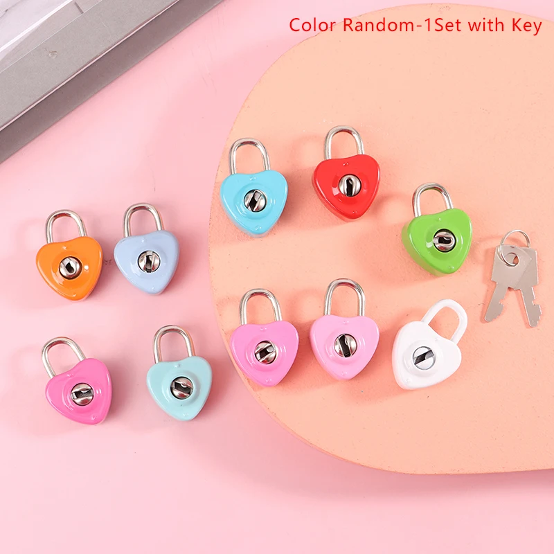 小物 PADLOCK KEY HANGER Heart Lock, Colorful Metal Mini Padlock with Key for Jewelry