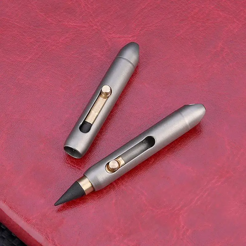 Metal Pen Metal Inkless Pen Titanium Alloy Forever Everlasting Pencil Desk Decor Pocket Pen For Writing Unique Keychain Pendant School