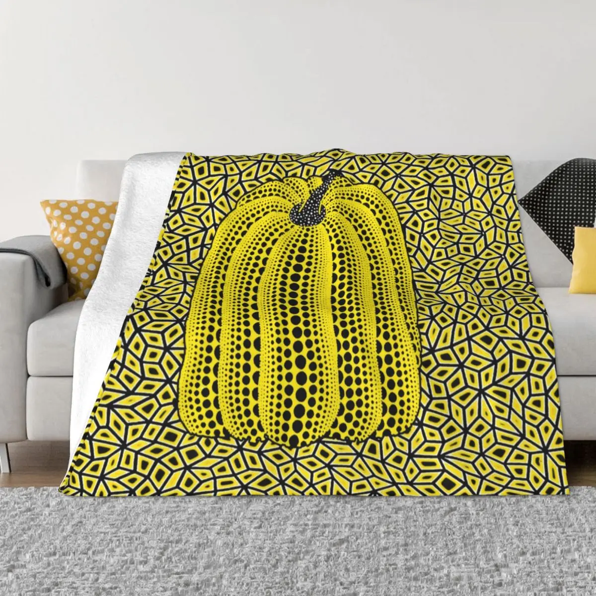 

Yayoi Kusama Dots Blankets Warm Flannel Pumpkin Infinite Throw Blanket for Bed Travel Rug Piece