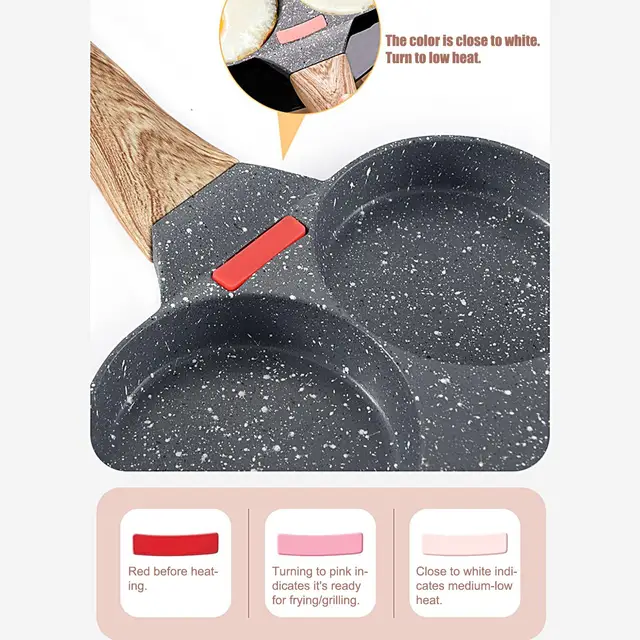 Egg Pan  4-Cup Nonstick Granite Omelette Skillet Pancake Pan Hamburger Bread Breakfast Maker pan for Gas Stove  Induction 4