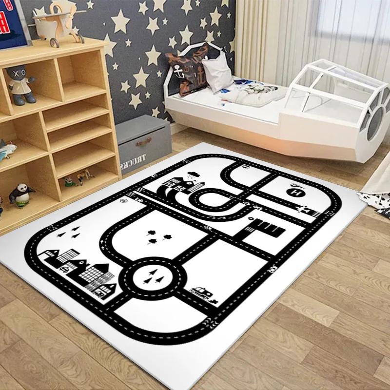 Children's Play Crawl Mat Road Traffic Route Map Carpet Living Room Sofa Coffee Floor Mats Home Decoration Traffics Sign Mats floor mat,plush rug,decorative carpet,silk wool rug,plush carpet,imitated cashmere carpet,kids carpet,plush play mat