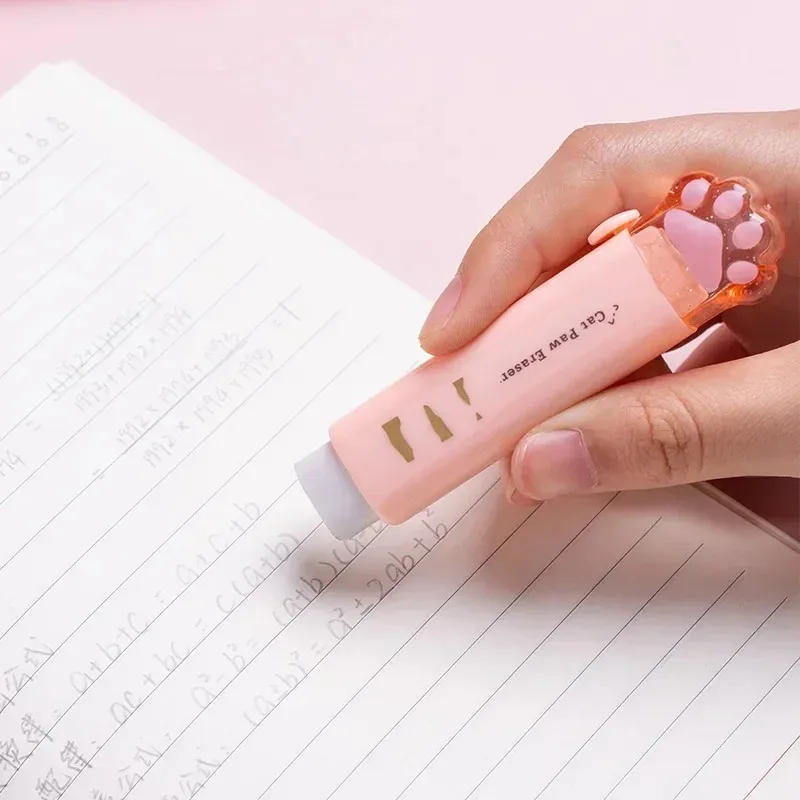 Gomma da cancellare con design retrattile push-pull, creativa forma di zampa di gatto, cancelleria specifica per studenti, gomma portatile - immagine 4