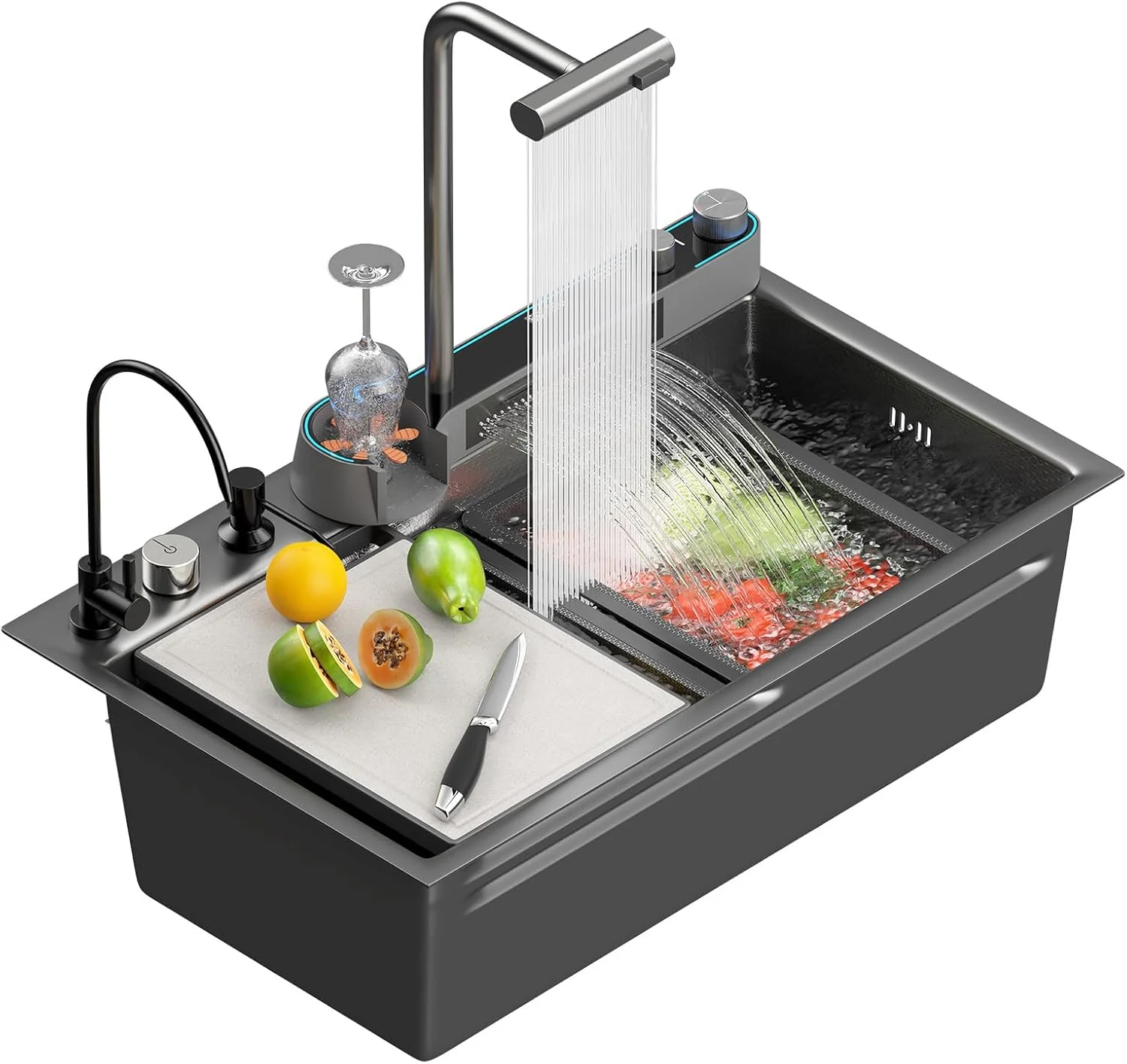 Waterfall Kitchen Sink Pull Out Waterfall Water Tap Smart Kitchen Sink Multifunction Kitchen Faucets Novel Kitchen Accessorie